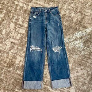 American Eagle Outfitters- Super High Rise Baggy Wide Leg Jeans (4 Long)